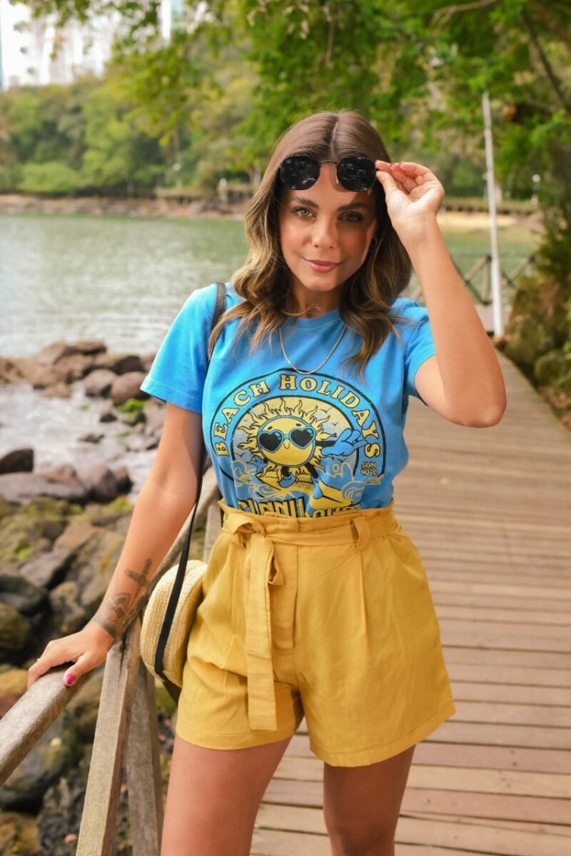 Tshirt Feminina Estonada Azul Holidays - Image 2