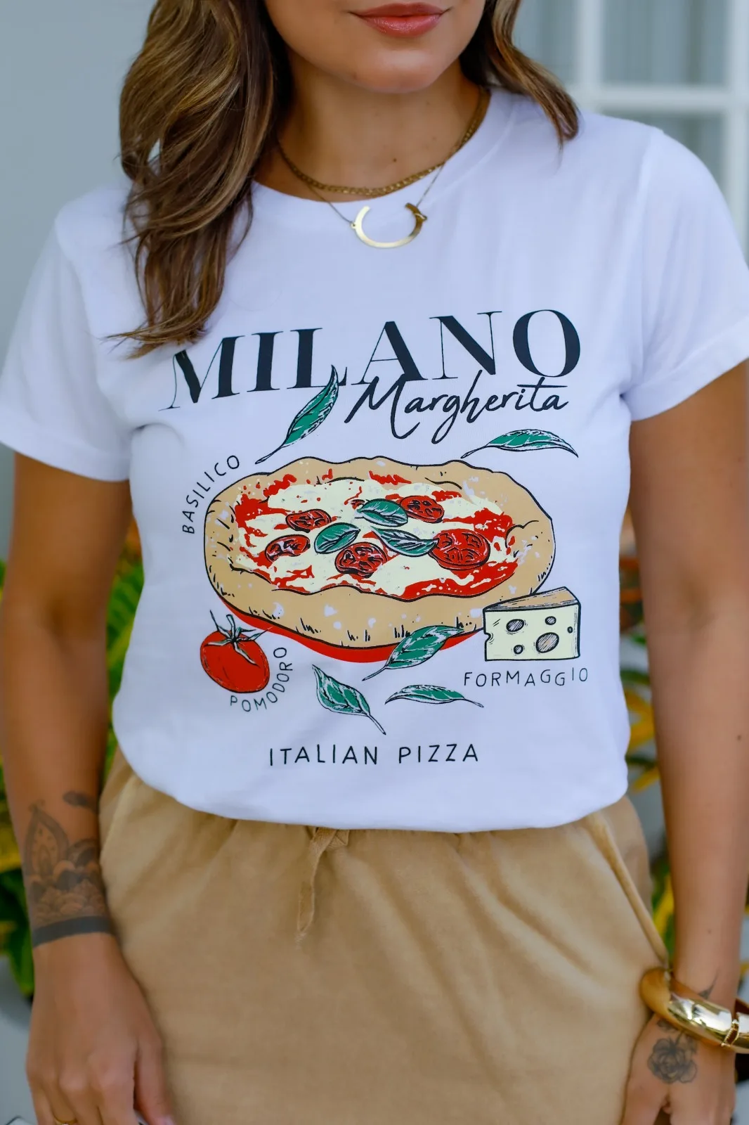 Tshirt Feminina Branco Pizza - Imagem 4