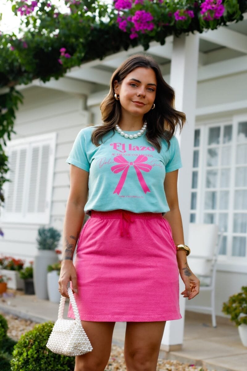 Tshirt Feminina Estonada Verde Água Laço - Image 2