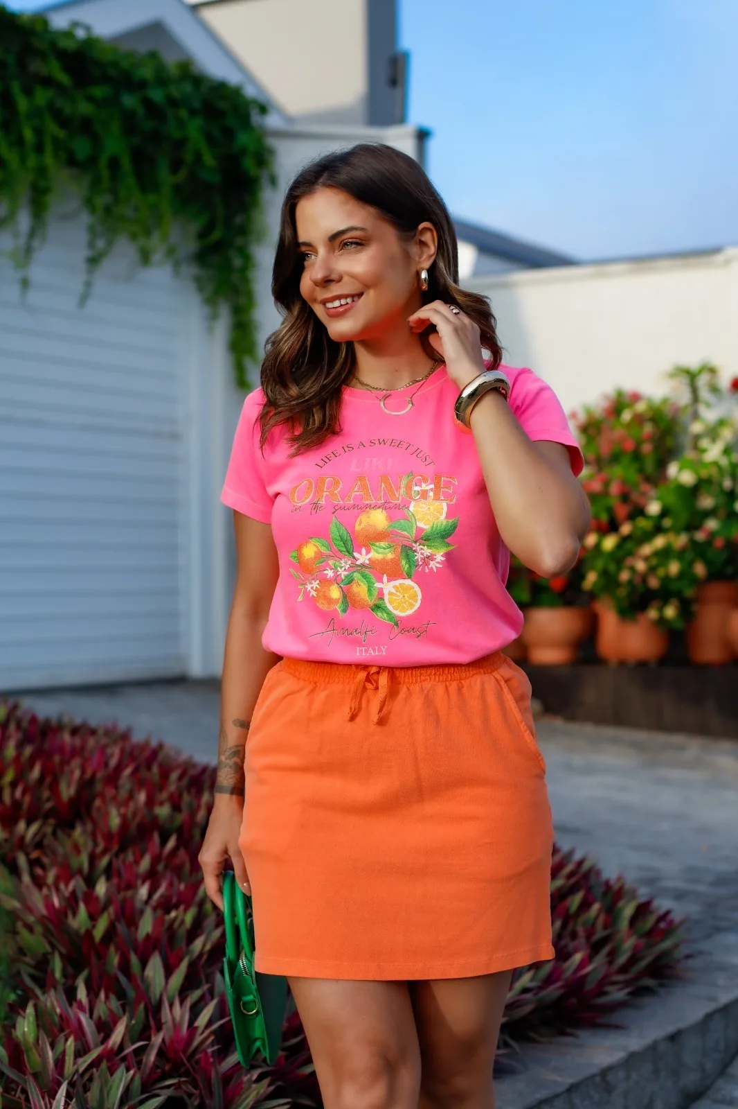 Tshirt Feminina Rosa Neon Orange - Imagem 3
