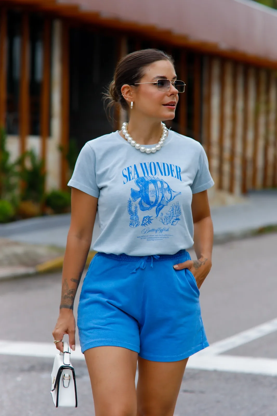 Tshirt Feminina Azul Claro Sea