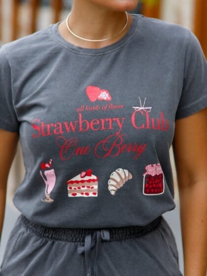 Tshirt Feminina Estonada Chumbo Strawberry