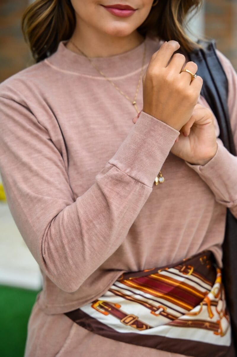 Cropped Estonado Manga Longa Mousse