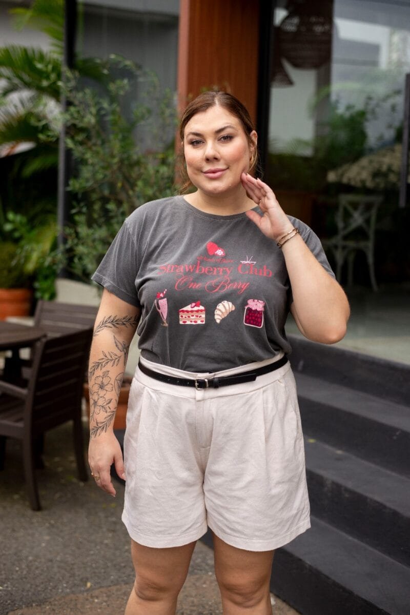Tshirt Feminina Estonada Plus Chumbo Strawberry - Image 4