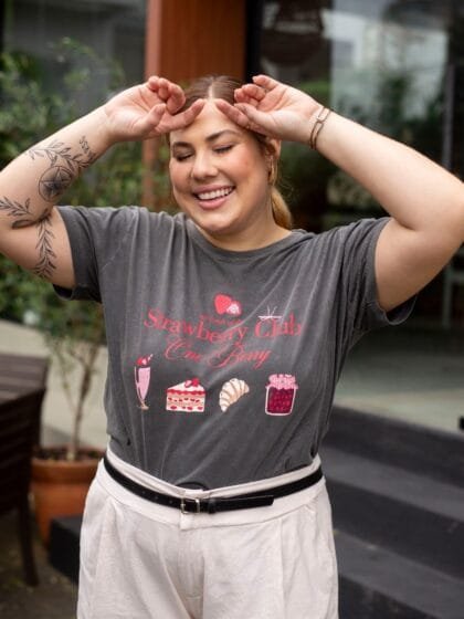 Tshirt Feminina Estonada Plus Chumbo Strawberry