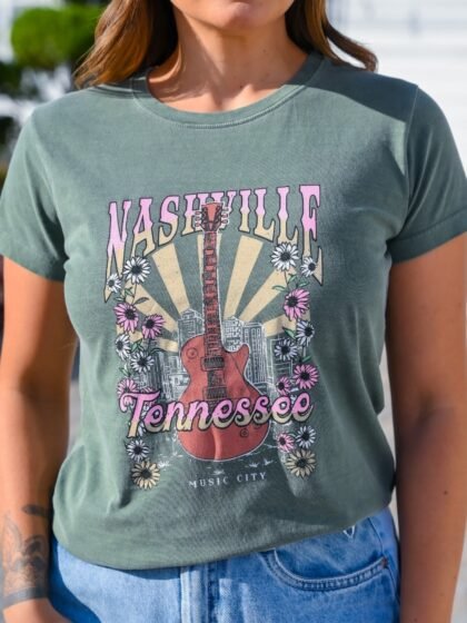 Tshirt Feminina Estonada Verde Folha Nashville