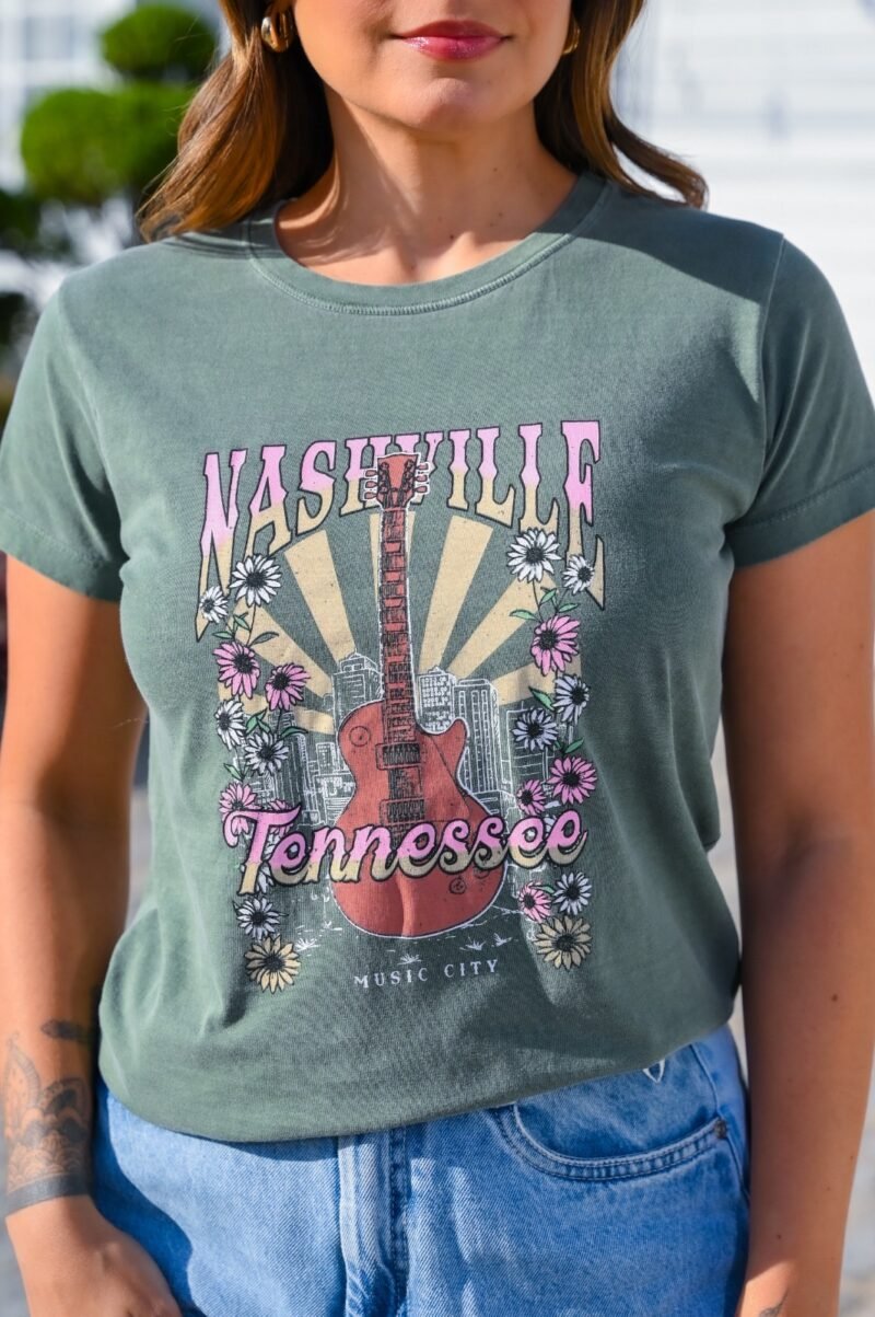 Tshirt Feminina Estonada Verde Folha Nashville