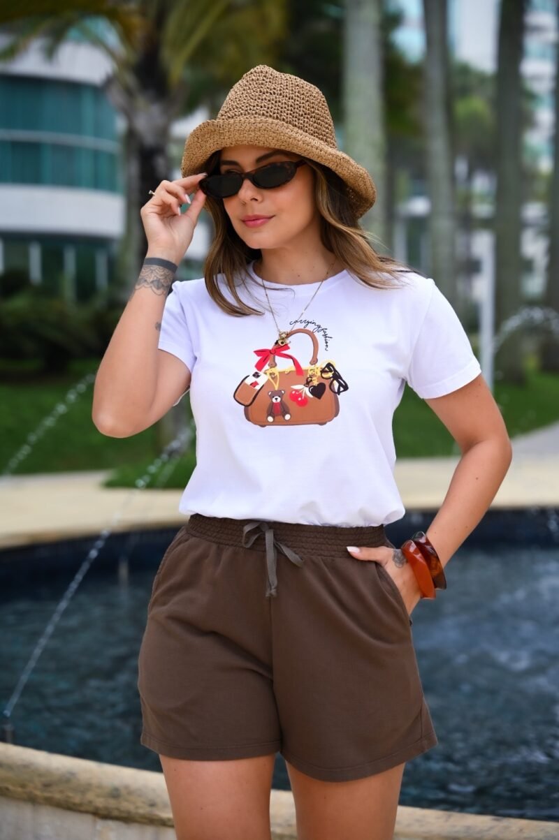 Tshirt Feminina Estonada Branca Bag - Imagem 2