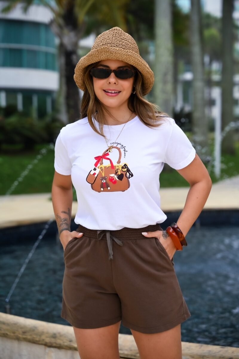 Tshirt Feminina Estonada Branca Bag - Imagem 3