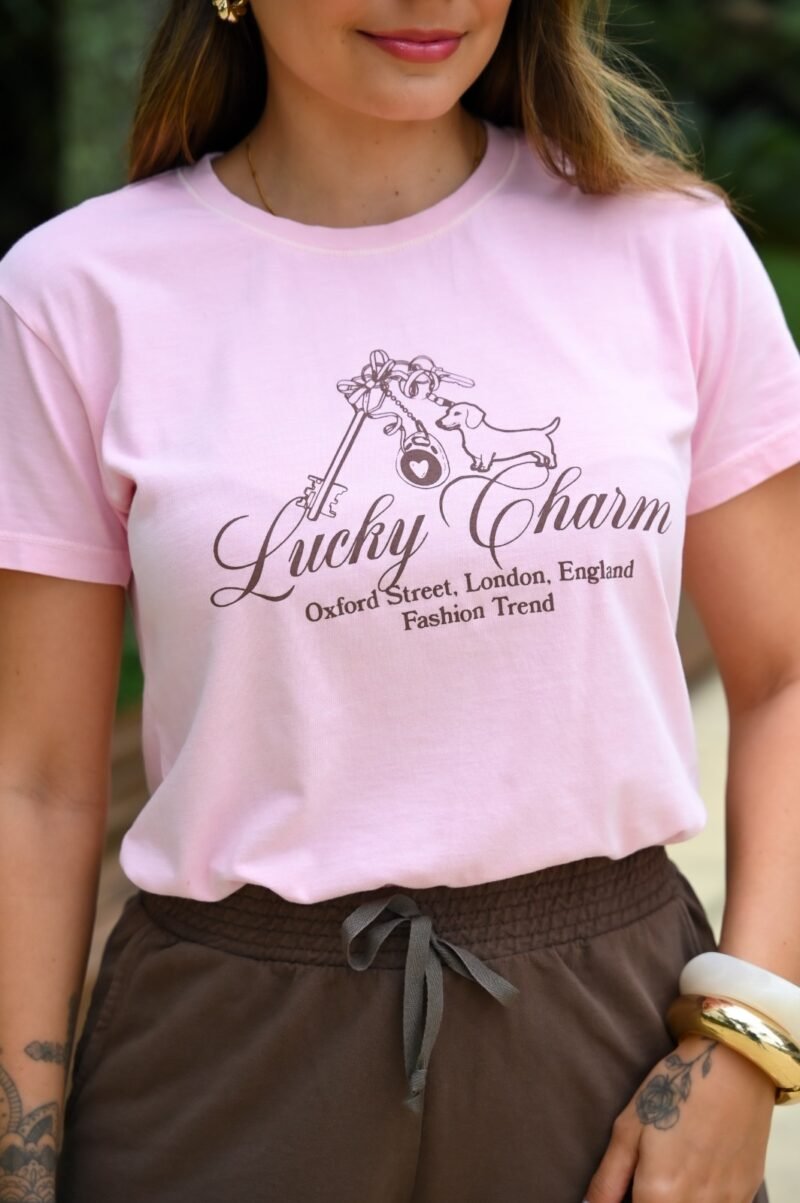 Tshirt Feminina Estonada Rosa Claro Charm