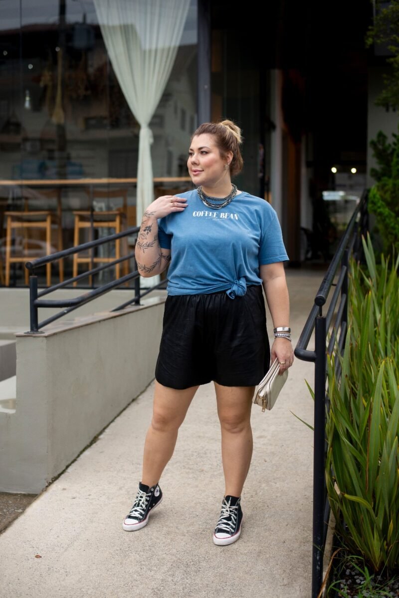 Tshirt Feminina Estonada Plus Jeans Coffee - Imagem 3