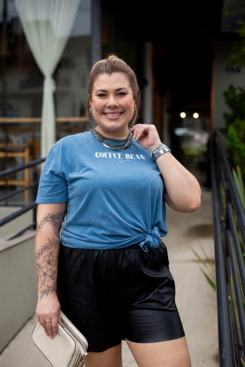 Tshirt Feminina Estonada Plus Jeans Coffee - Imagem 5
