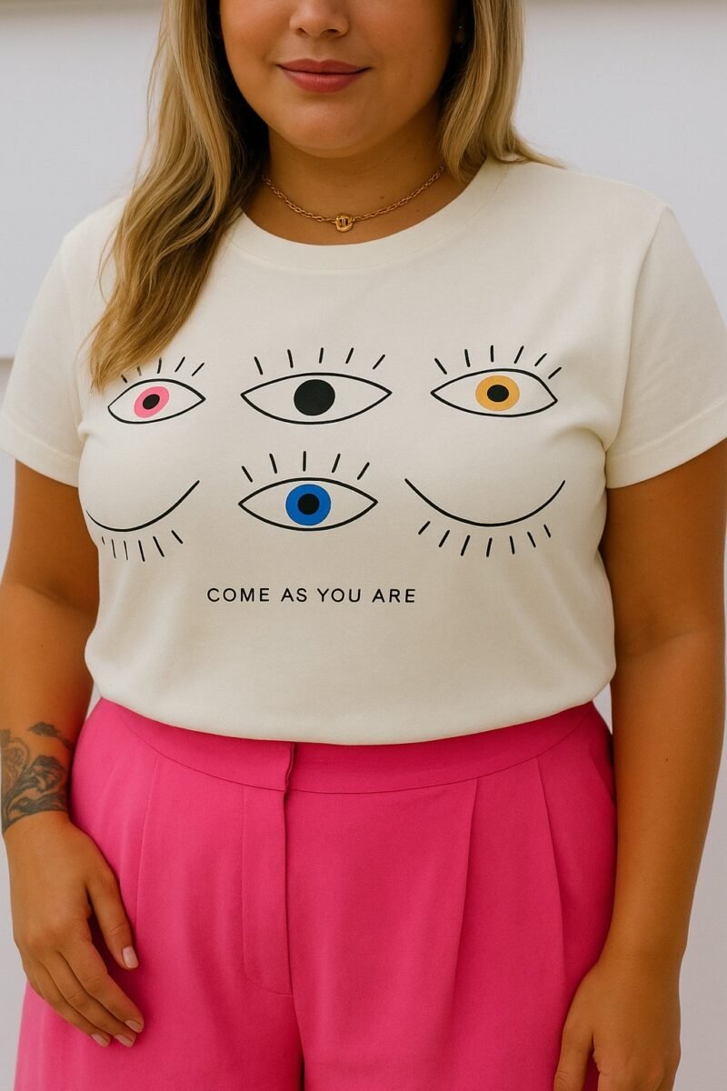 Tshirt Feminina Estonada Plus Off Olhos