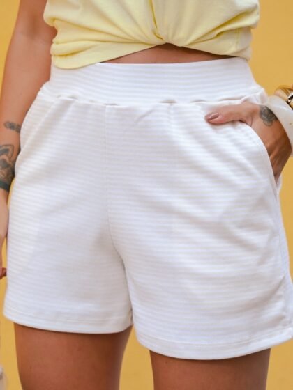 Shorts Feminino Listras Amarelo