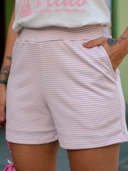 Shorts Feminino Listras Rosa