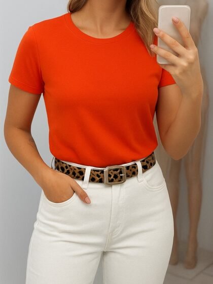 Tshirt Feminina Básica Lisa Laranja Cenoura