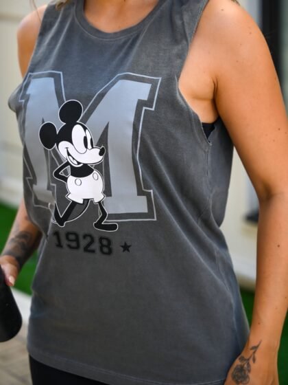 Muscle Tee Feminina Estonada Chumbo Mickey