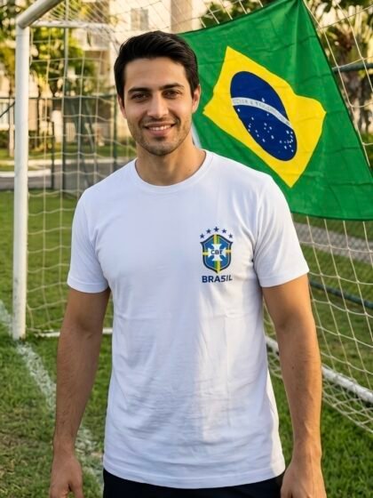 Camiseta Unissex Branca Brasão