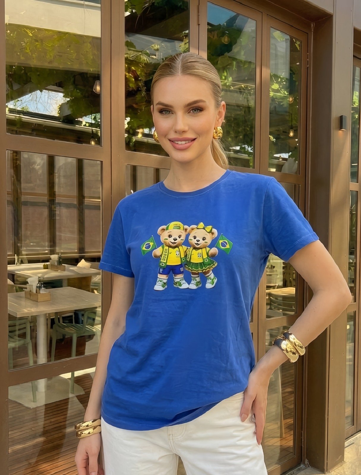 Tshirt Feminina Azul Copa