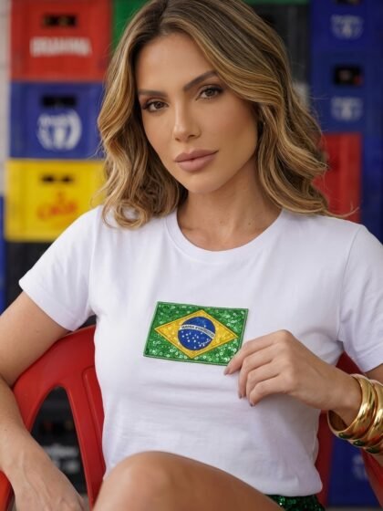 Tshirt Feminina Branca Bandeira
