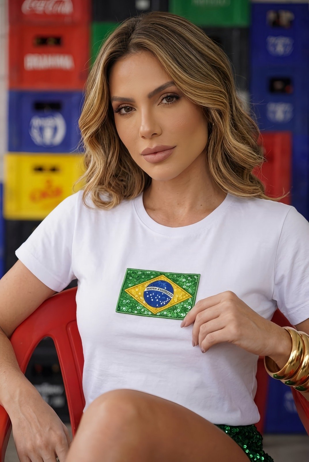 Tshirt Feminina Branca Bandeira