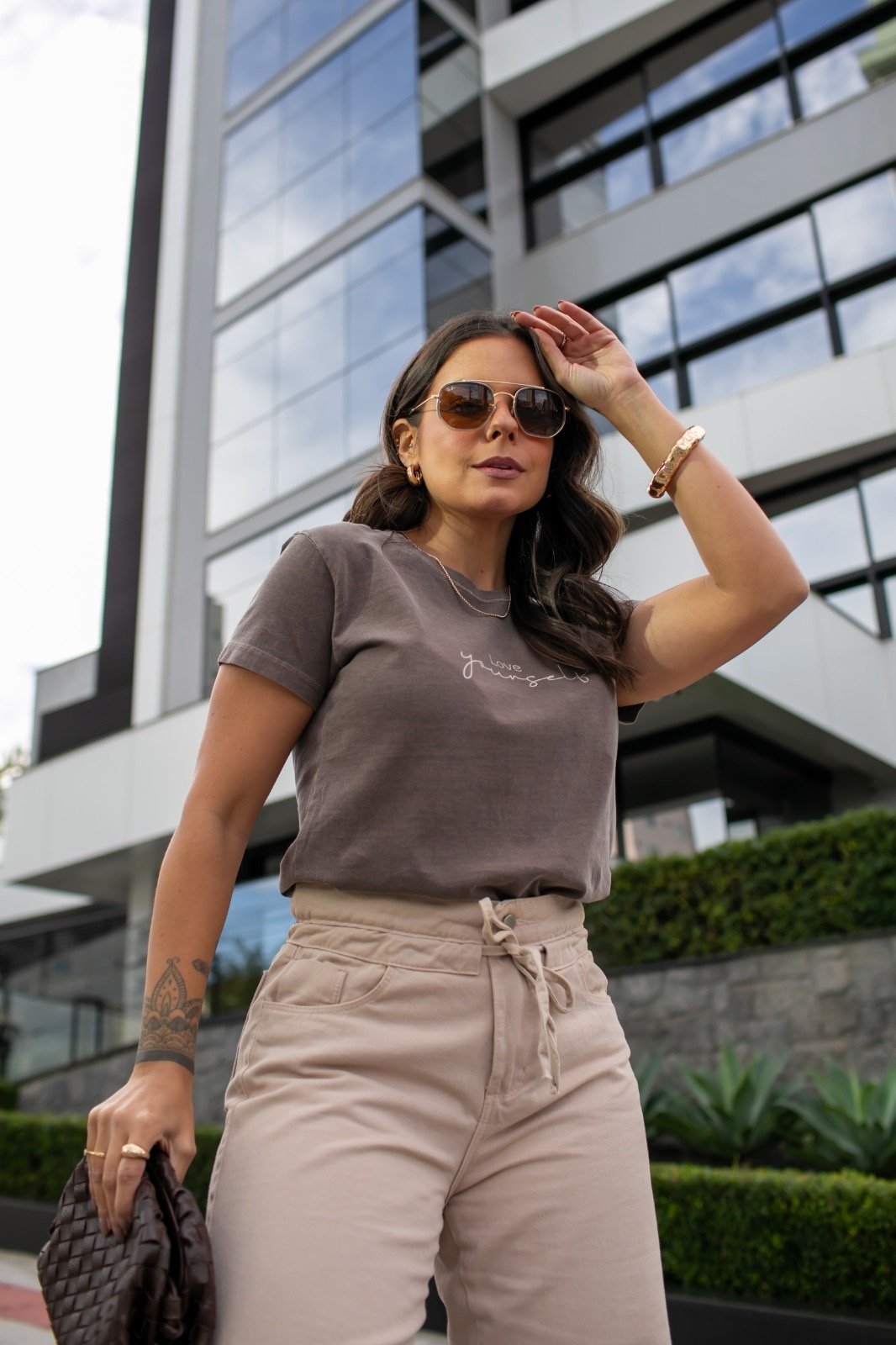 Tshirt Feminina Marrom Yourself