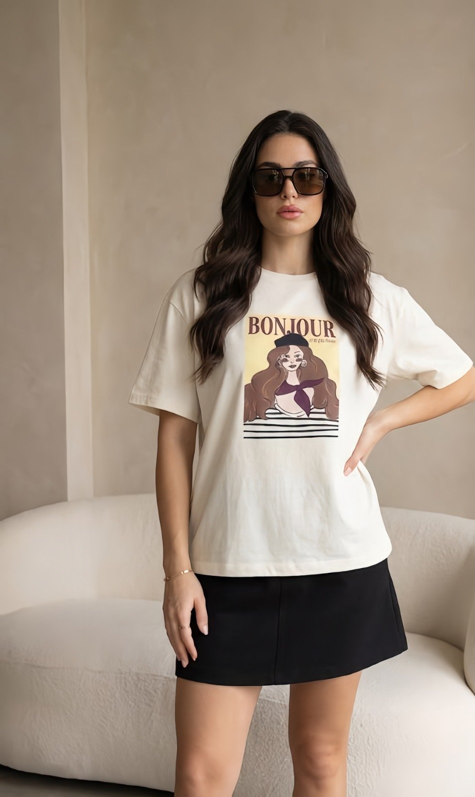 Camiseta Comfort Off White Bonjour - Imagem 2