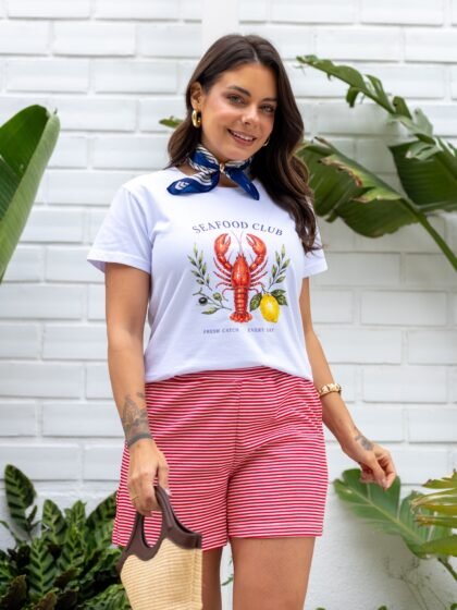 Tshirt Feminina Branca Seafood