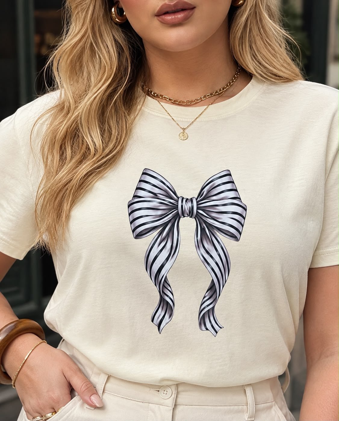 Tshirt Feminina Plus Amarela Laços - Imagem 2