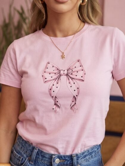 Tshirt Feminina Rosa Laços