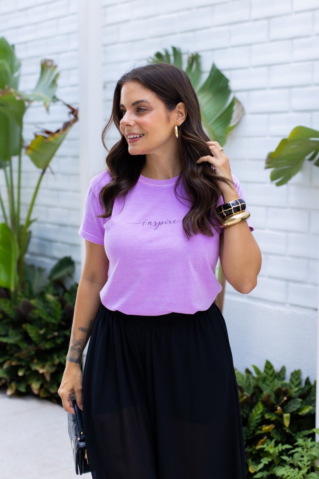Atacado Tshirt Feminina Lilás Inspire